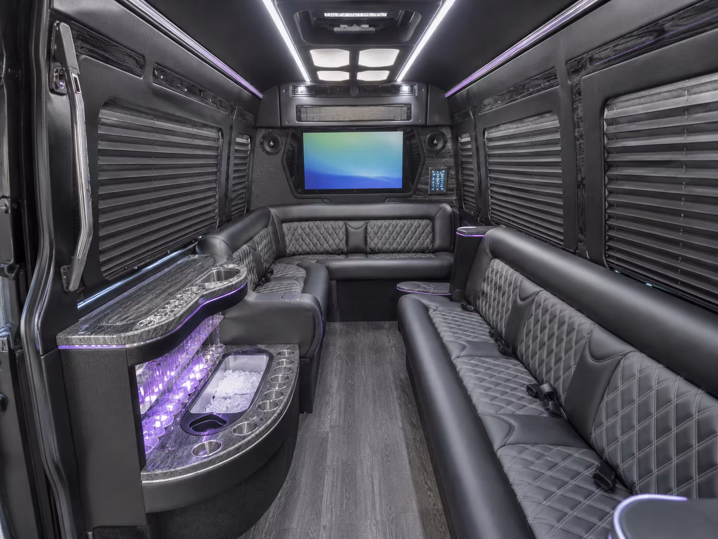 conway 20 passenger party bus interior