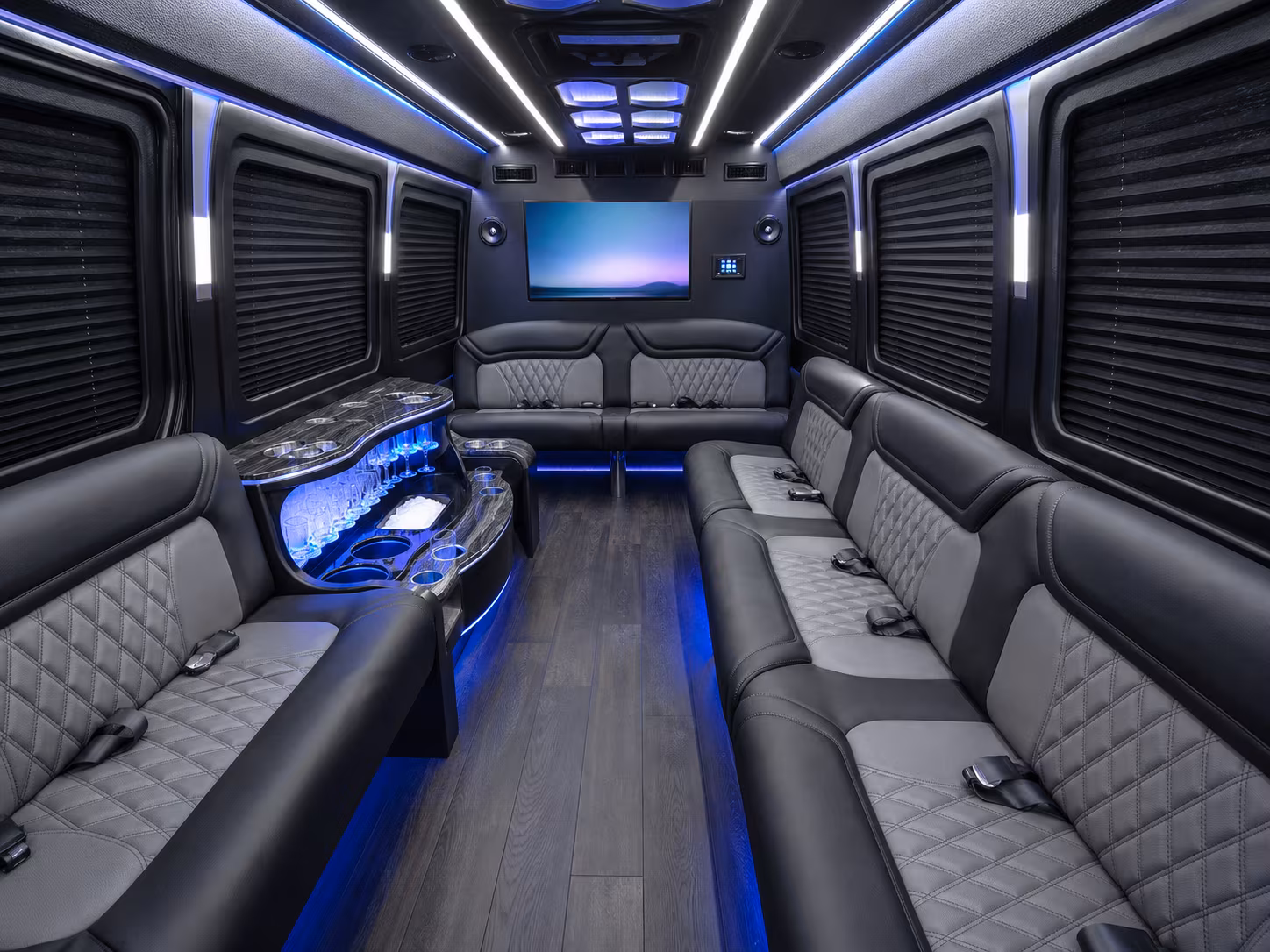 conway 50 passenger party bus interior
